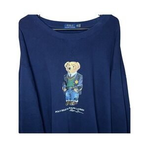 Polo Ralph Lauren Navy Bear Graphic Crewneck Sweatshirt 4XB Big & Tall Demin